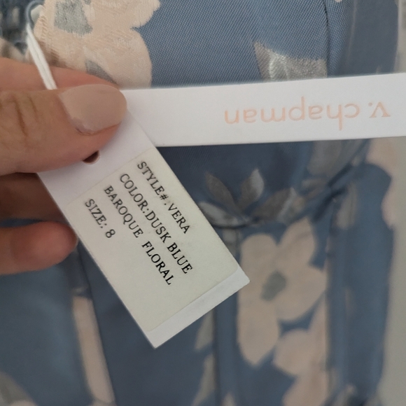 V. Chapman Anthropologie Vera Dress Blue Floral Corset Top Ruffle Strap Midi - Picture 7 of 12